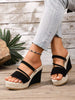 Women's New Casual Woven Wedge Sandals, Summer Vacation Leisure Open Toe Wedge Heel Sandals